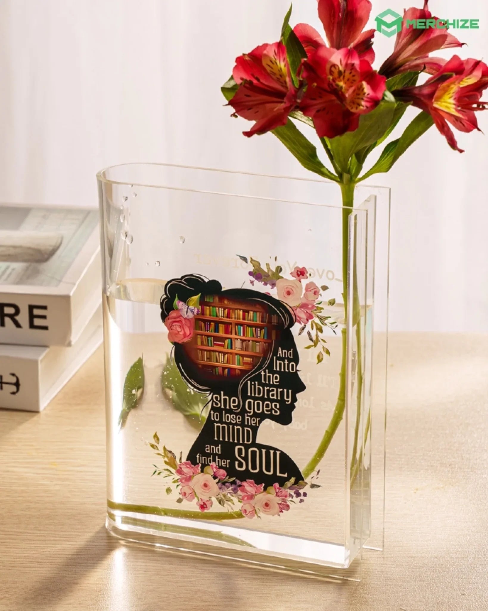 Personalised acrylic book vase