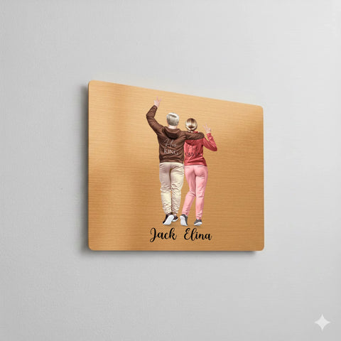Brushed gold aluminium dye sublimation panel displayed as wall art
