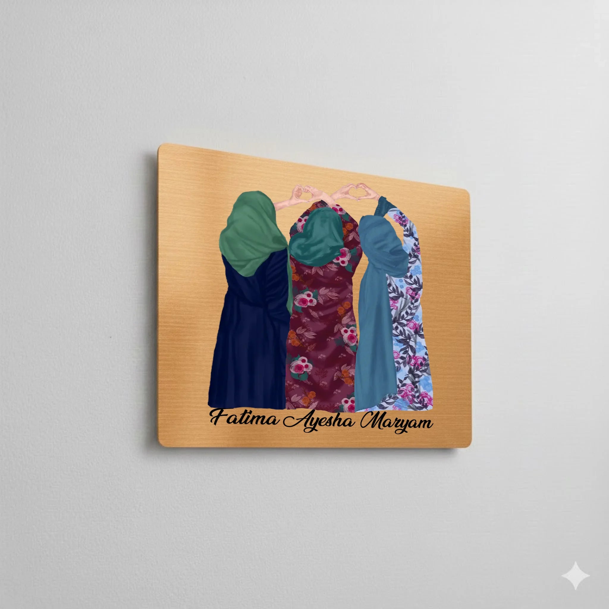 Brushed gold aluminium dye sublimation panel displayed as wall art