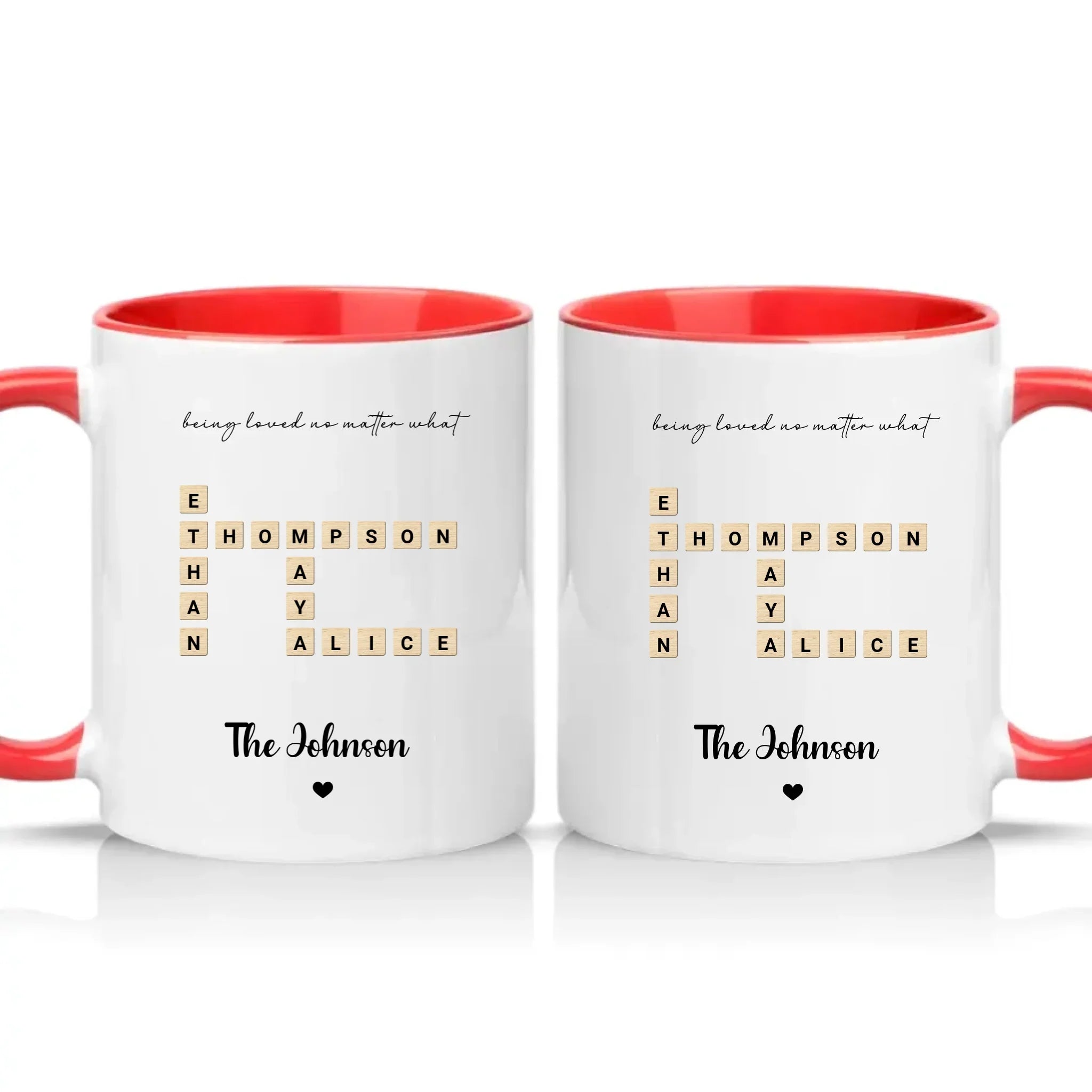 Personalised Scrabble Name Mug for Couples & Friends – Red