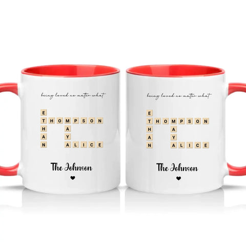 Personalised Scrabble Name Mug for Couples & Friends – Red