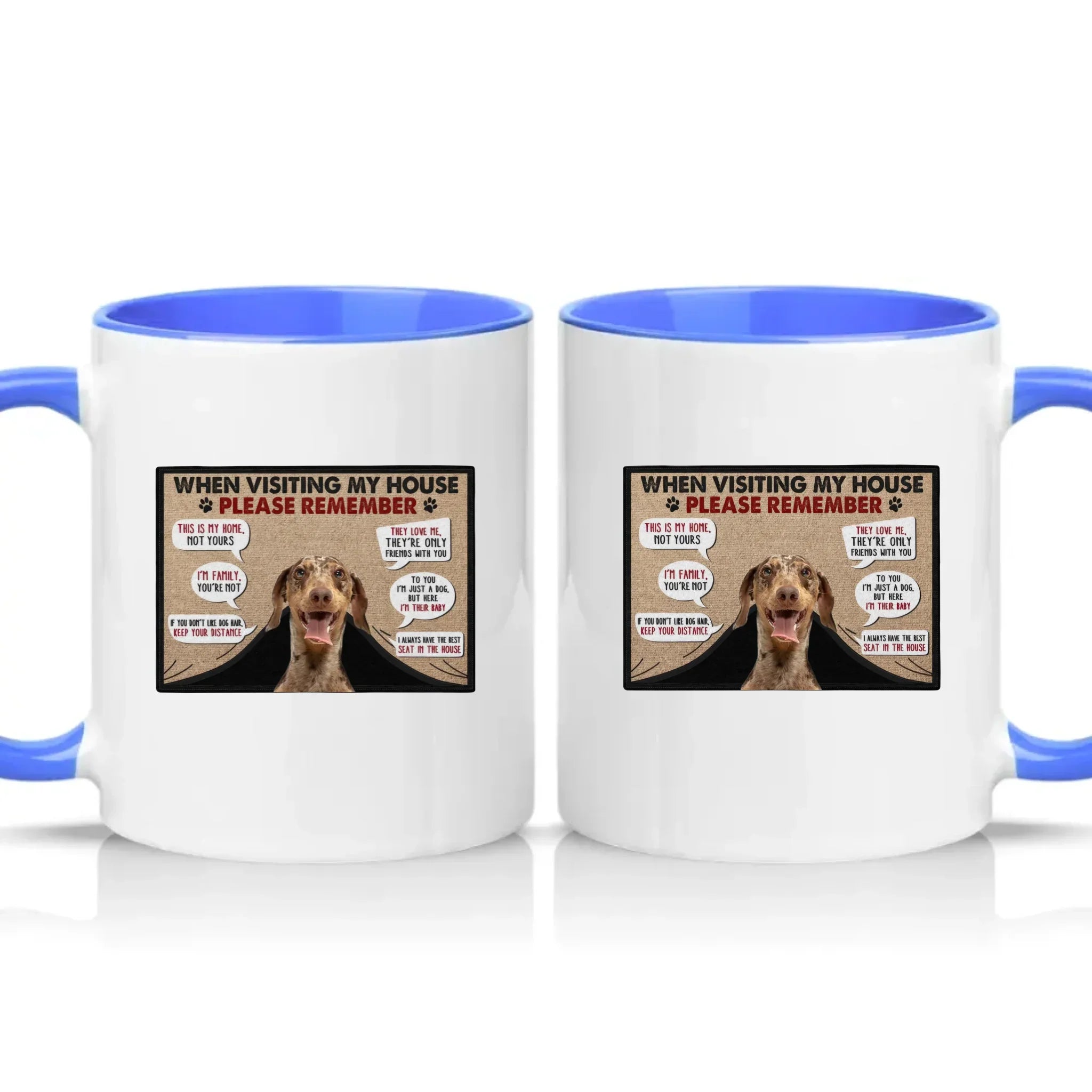 Personalised Pet House Rules Mug – Custom Photo Gift – Medium Blue