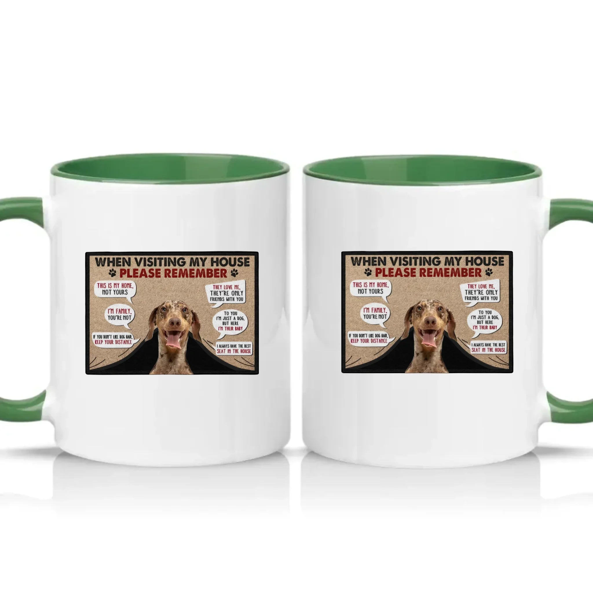 Personalised Pet House Rules Mug – Custom Photo Gift – Racing Green
