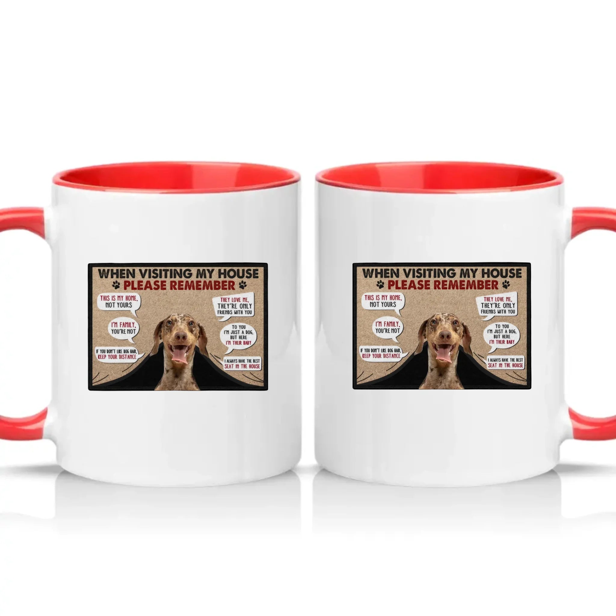 Personalised Pet House Rules Mug – Custom Photo Gift – Red
