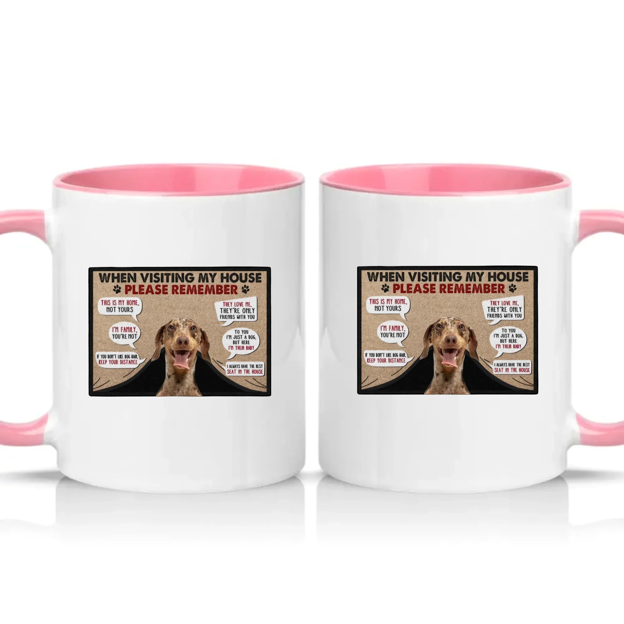 Personalised Pet House Rules Mug – Custom Photo Gift – Pink