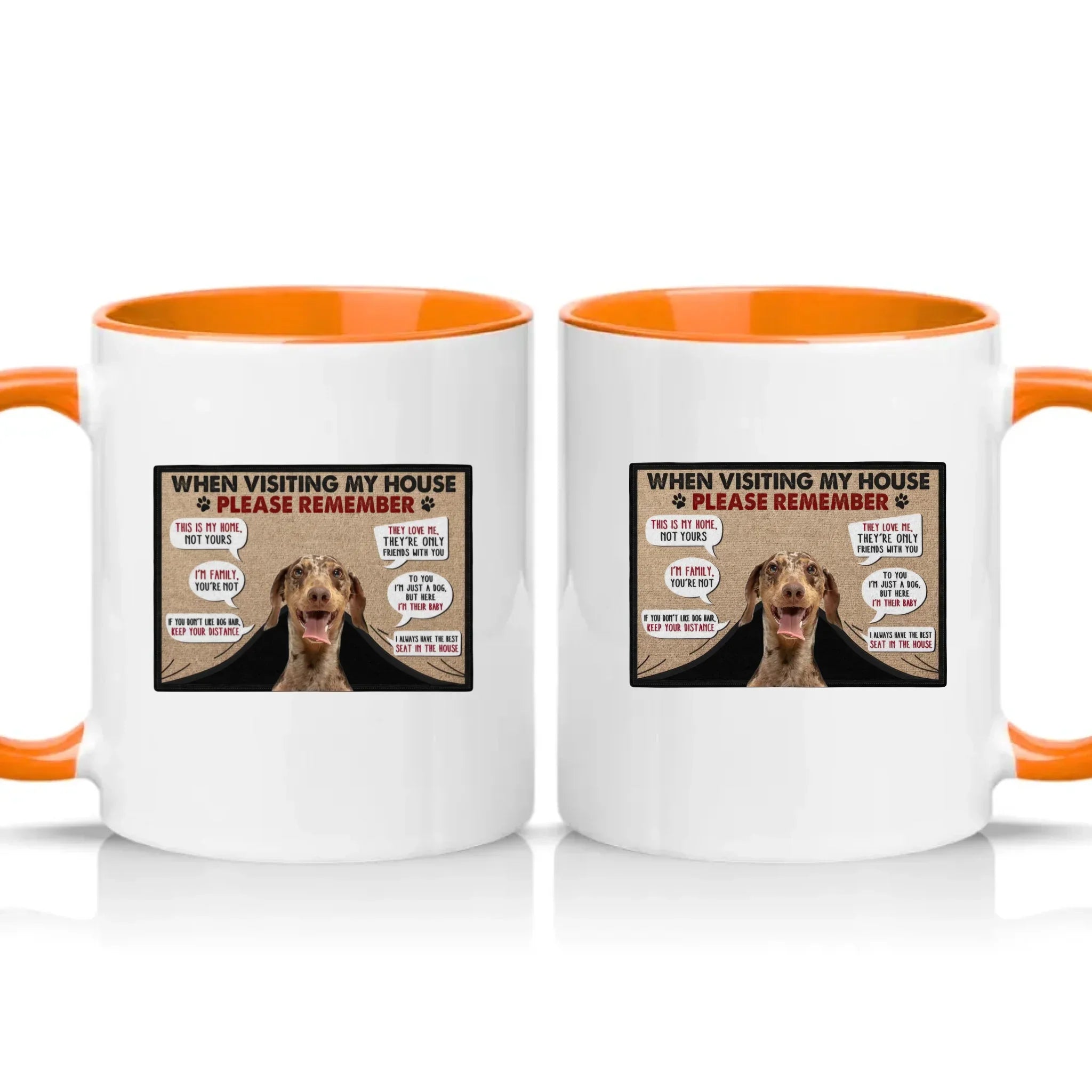 Personalised Pet House Rules Mug – Custom Photo Gift – Orange
