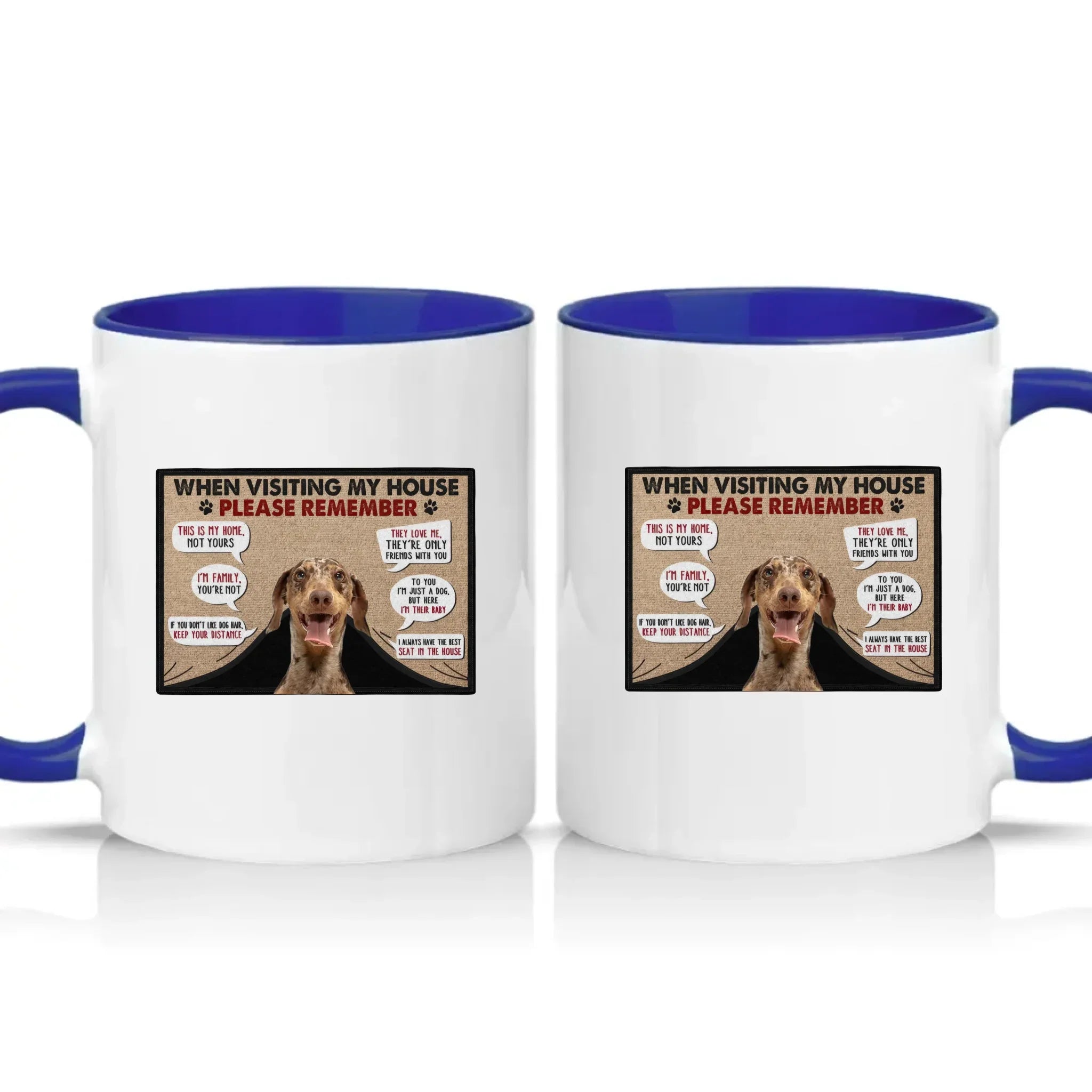Personalised Pet House Rules Mug – Custom Photo Gift – Dark Blue