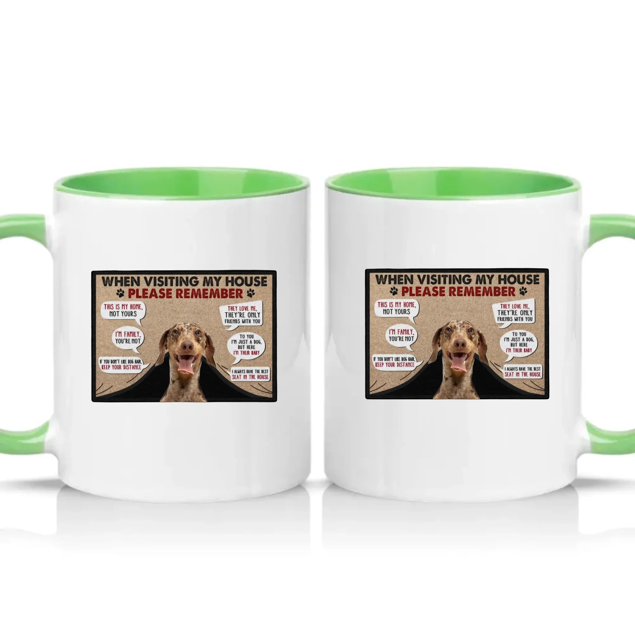 Personalised Pet House Rules Mug – Custom Photo Gift – Green