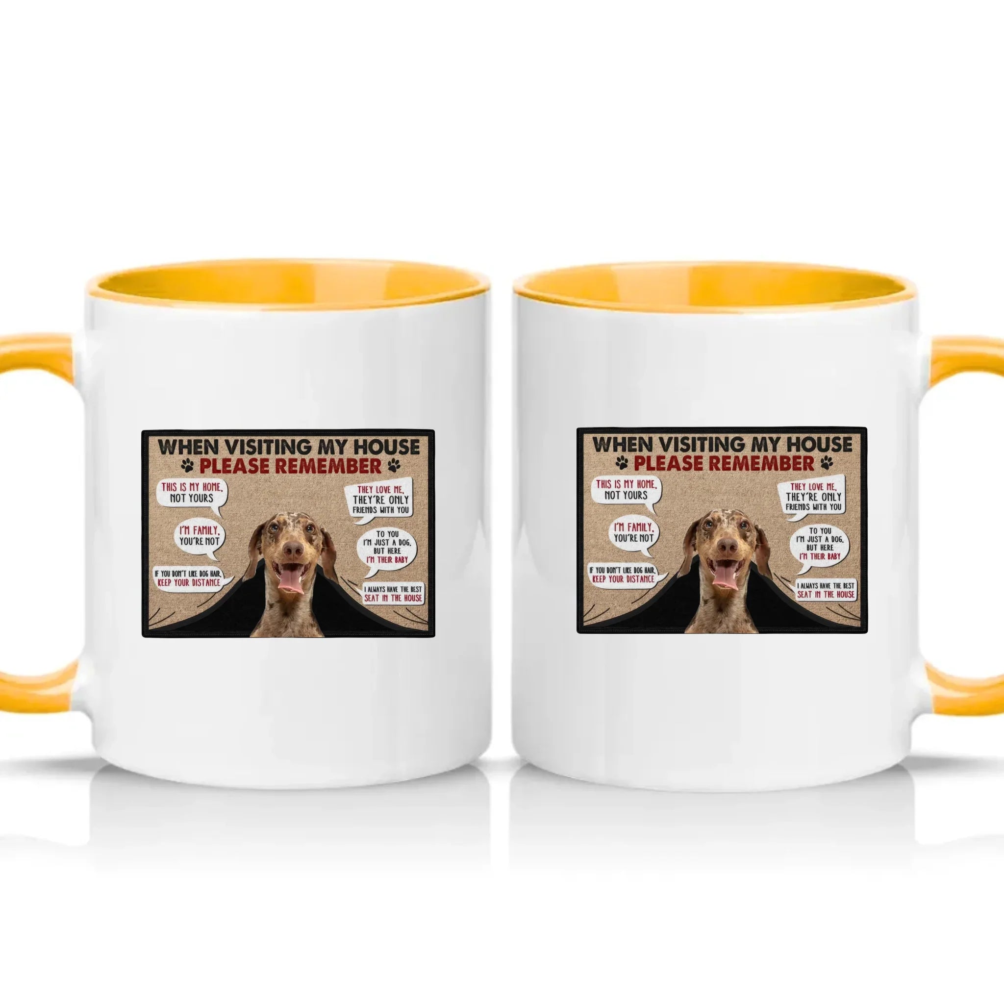 Personalised Pet House Rules Mug – Custom Photo Gift – Golden Yellow