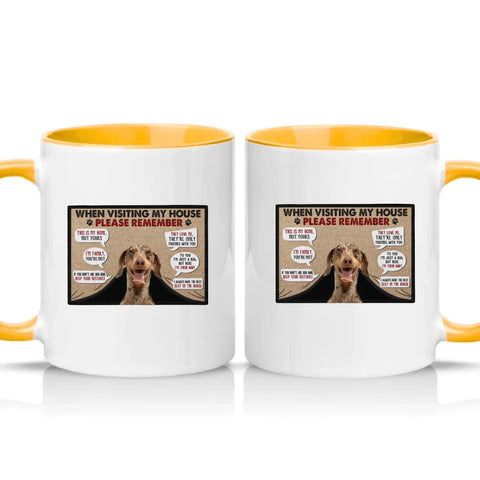 Personalised Pet House Rules Mug – Custom Photo Gift – Golden Yellow