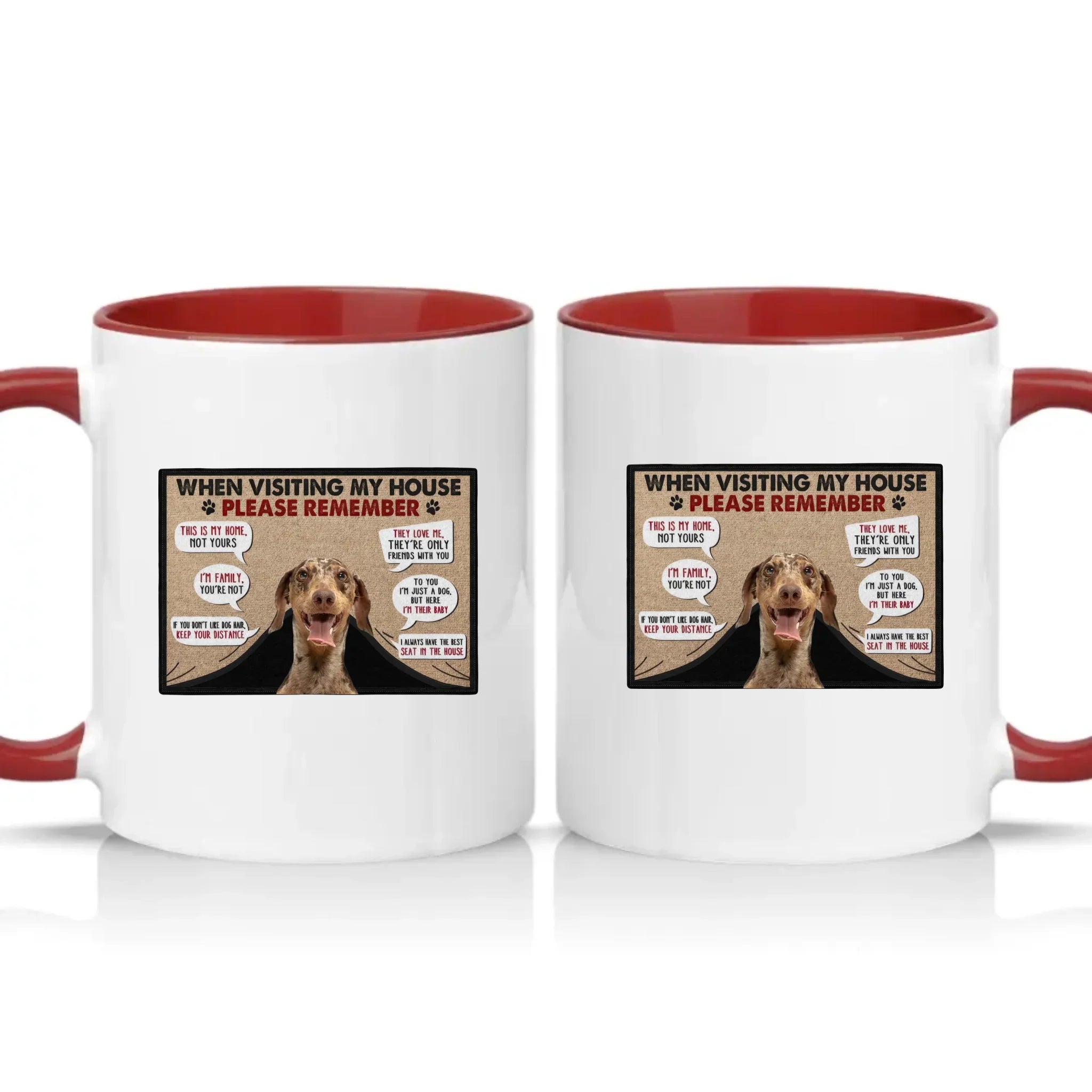 Personalised Pet House Rules Mug – Custom Photo Gift – Burgundy