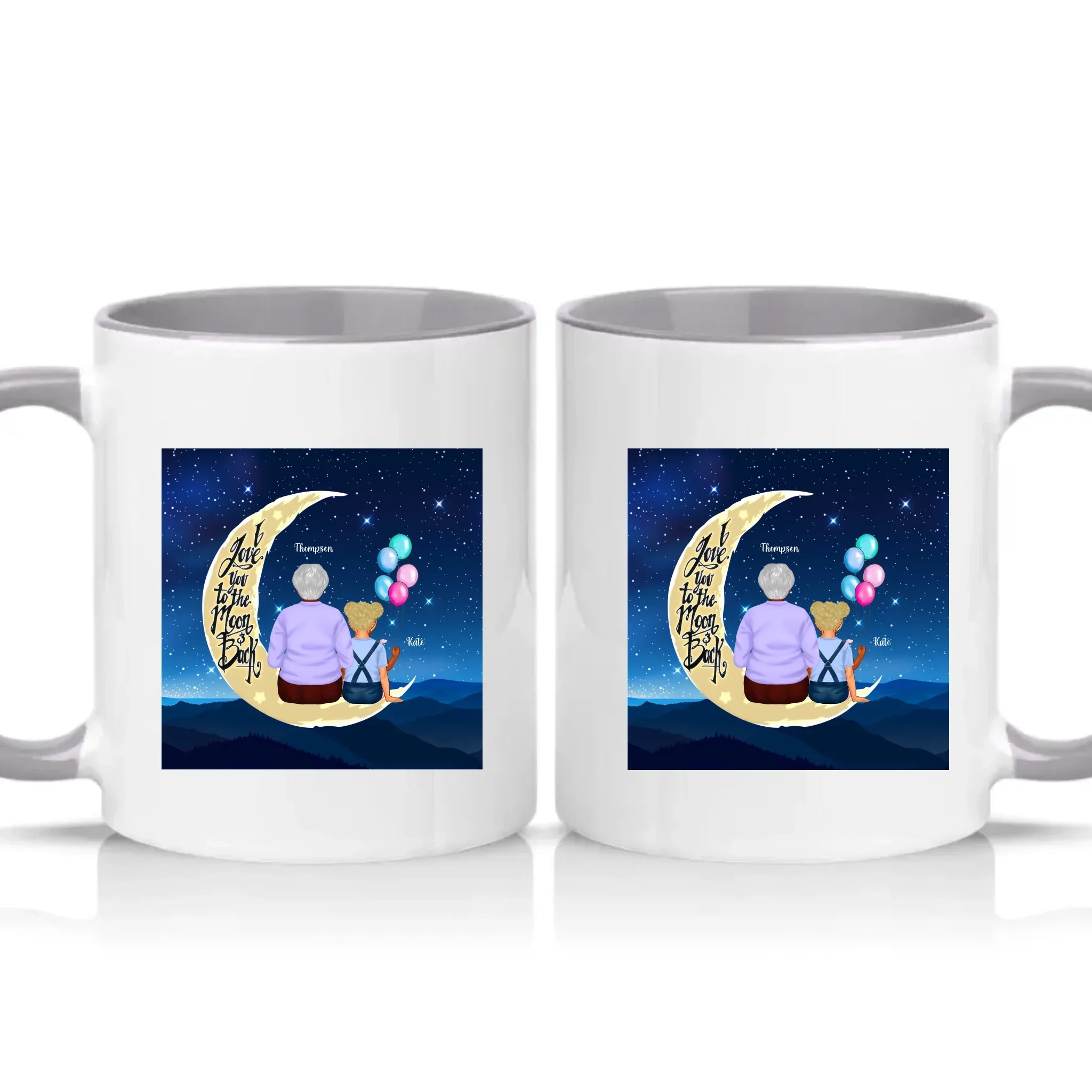 Personalised Grandma Mug – Love You To The Moon Gift – Grey