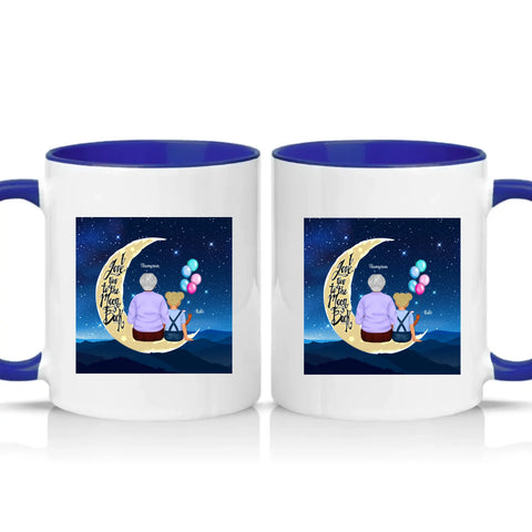 Personalised Grandma Mug – Love You To The Moon Gift – Dark Blue