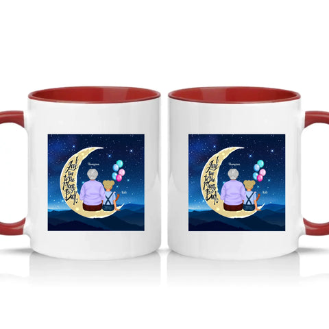 Personalised Grandma Mug – Love You To The Moon Gift – Burgundy
