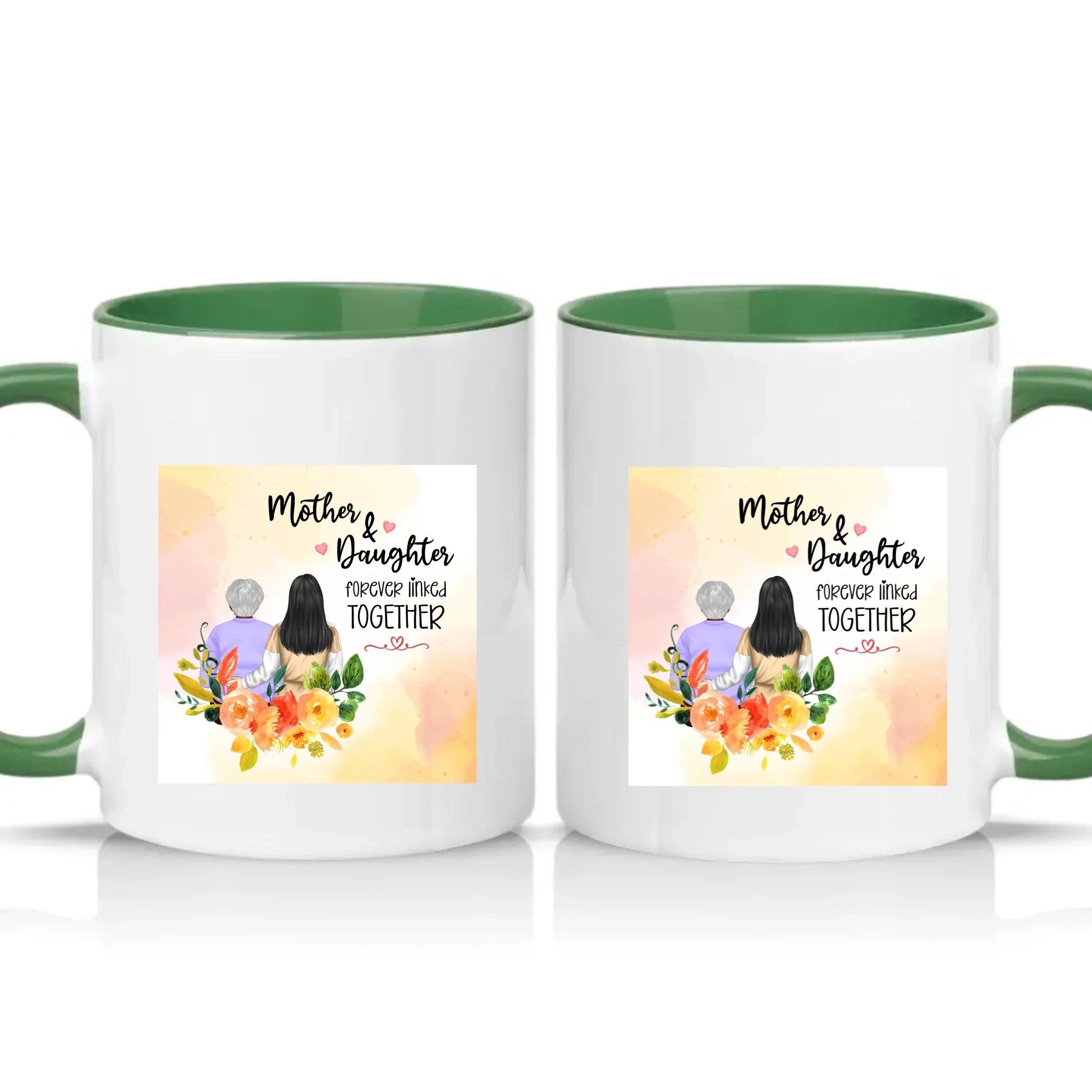 Personalised Mother & Daughter Mug – Forever Linked – Racing Green