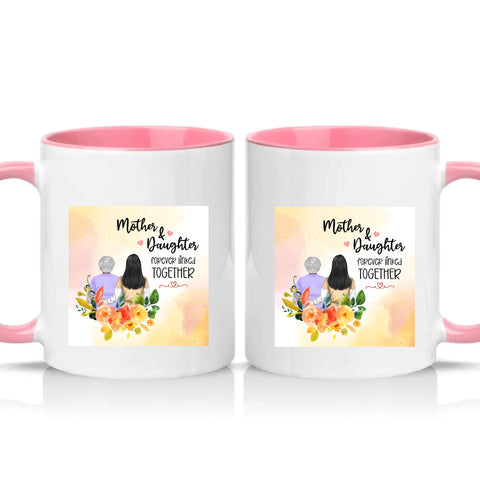 Personalised Mother & Daughter Mug – Forever Linked – Pink