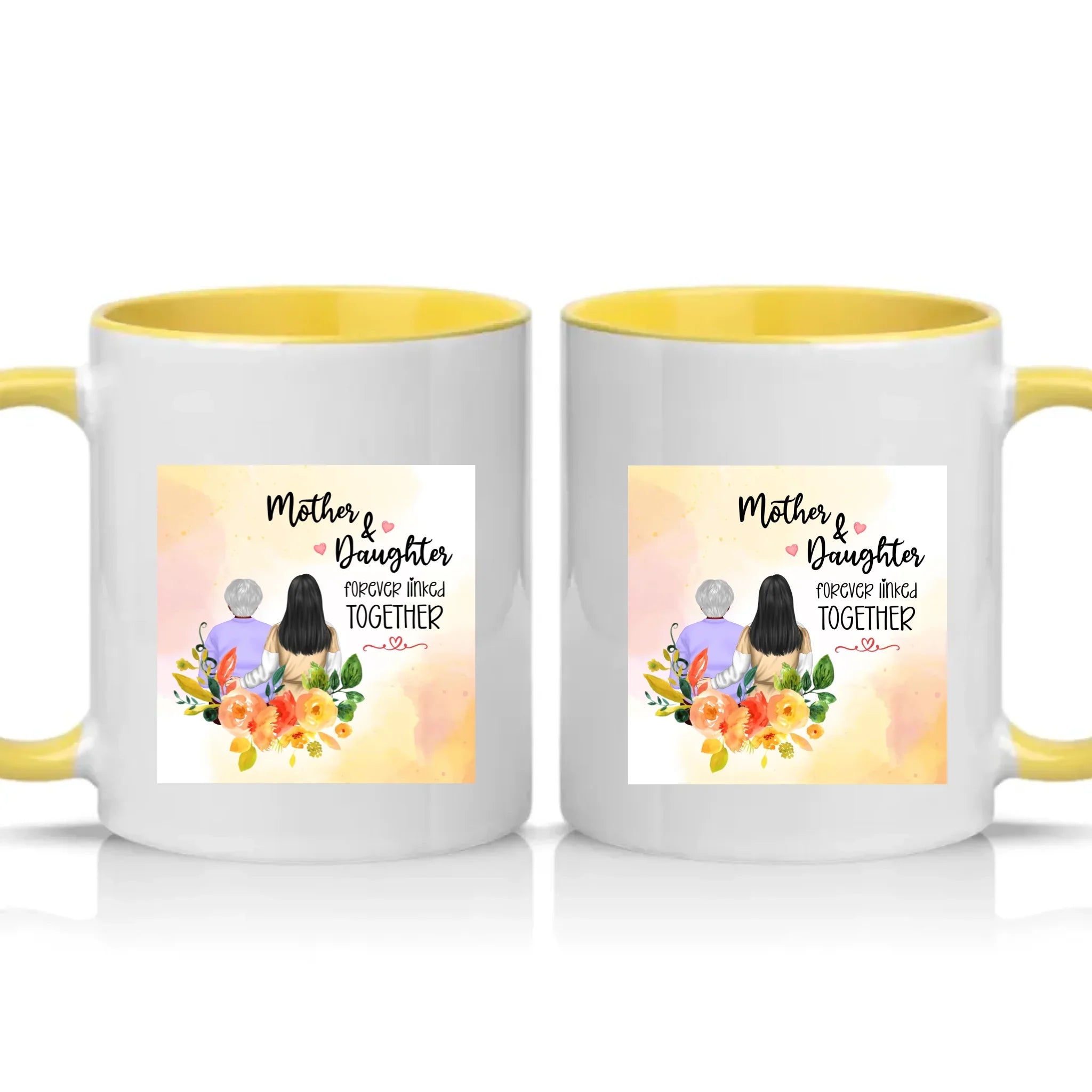 Personalised Mother & Daughter Mug – Forever Linked – Yellow