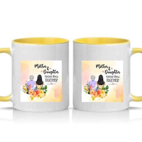 Personalised Mother & Daughter Mug – Forever Linked – Yellow