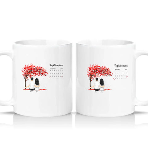Personalised Heart Tree Mug – Together Since Gift – White