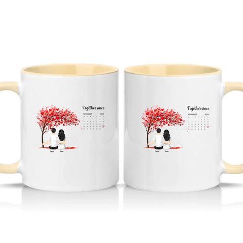 Personalised Heart Tree Mug – Together Since Gift – Cream