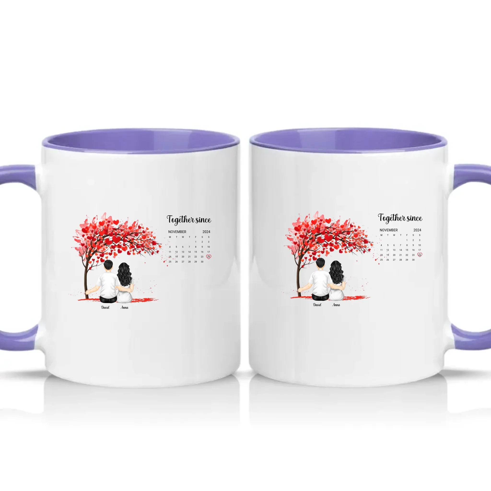 Personalised Heart Tree Mug – Together Since Gift – Heather