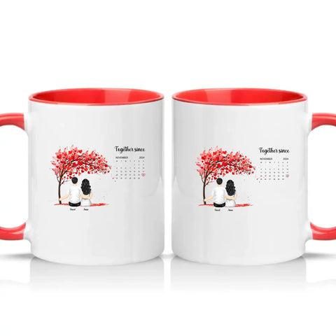 Personalised Heart Tree Mug – Together Since Gift – Red