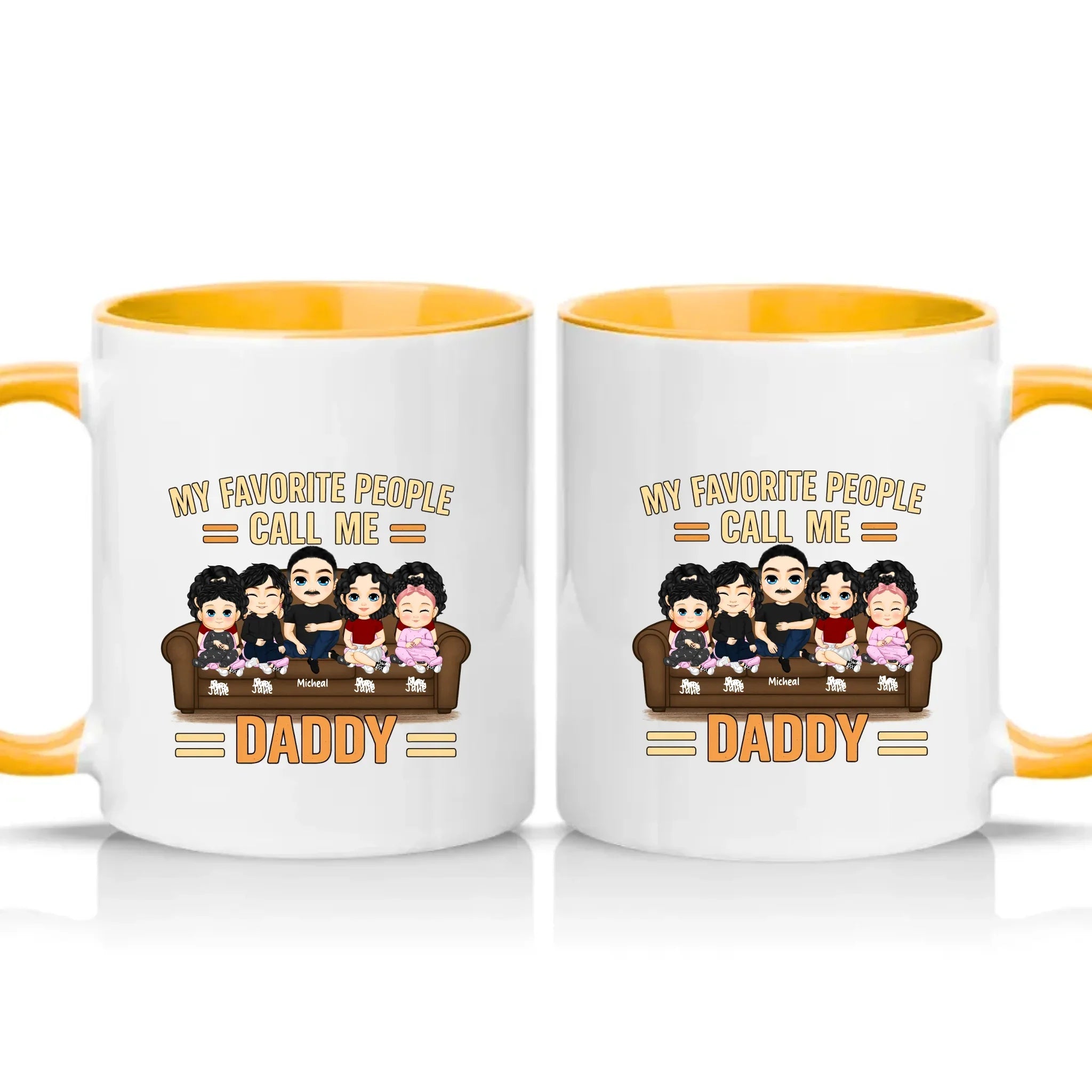 Personalised Daddy Mug – Favourite People Gift – Golden Yellow