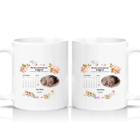 Personalised Photo Mug – New Mommy or Daddy Gift – White