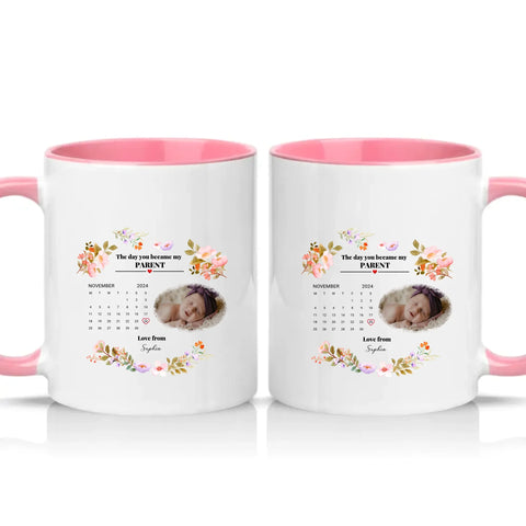 Personalised Photo Mug – New Mommy or Daddy Gift – Pink