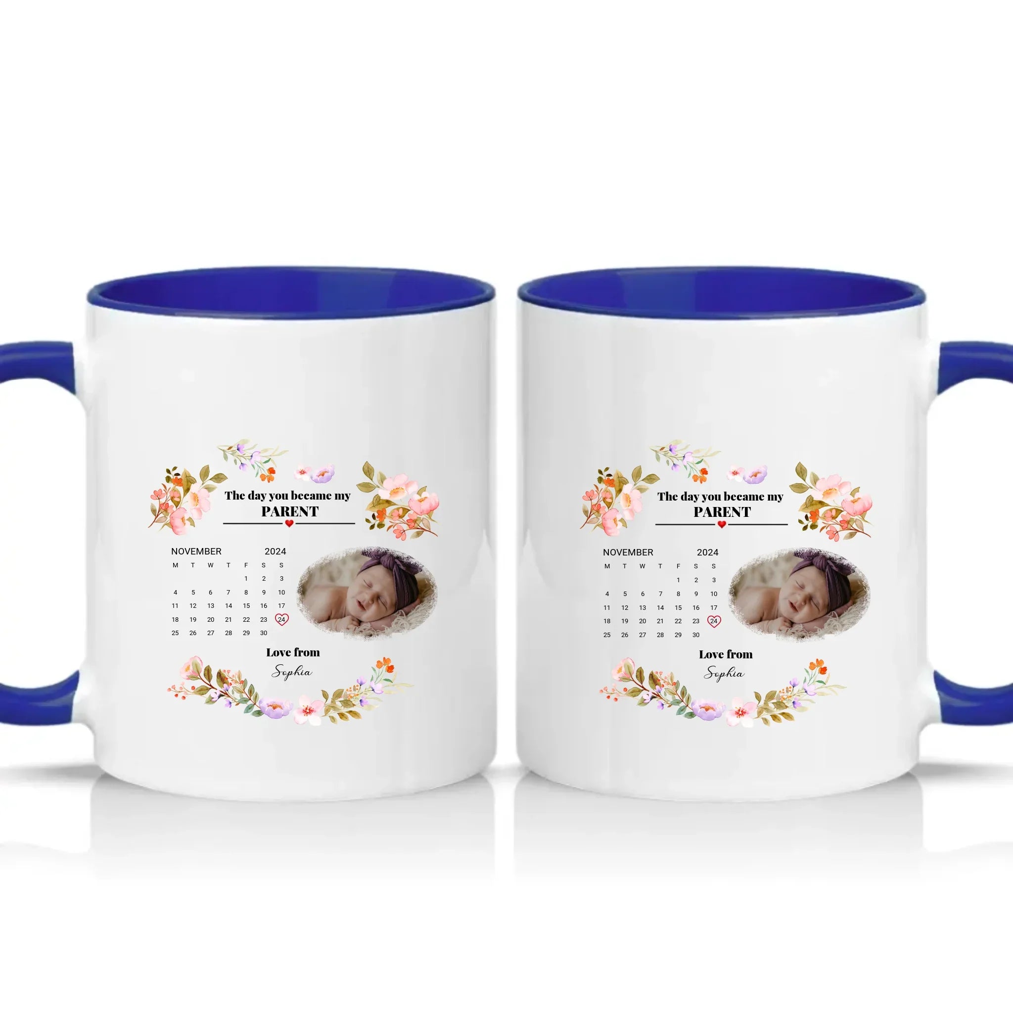 Personalised Photo Mug – New Mommy or Daddy Gift – Dark Blue