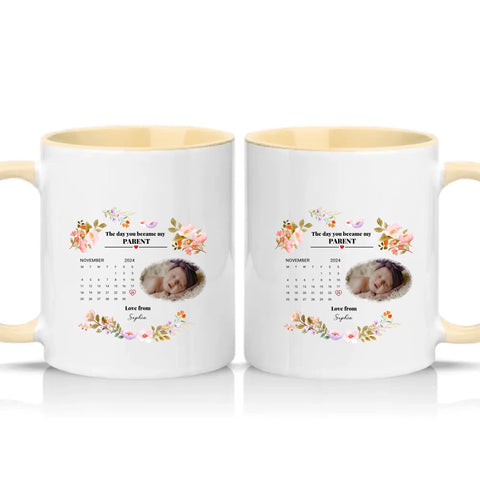 Personalised Photo Mug – New Mommy or Daddy Gift – Cream