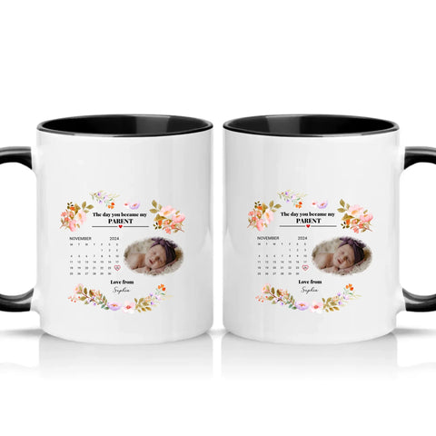 Personalised Photo Mug – New Mommy or Daddy Gift – Black