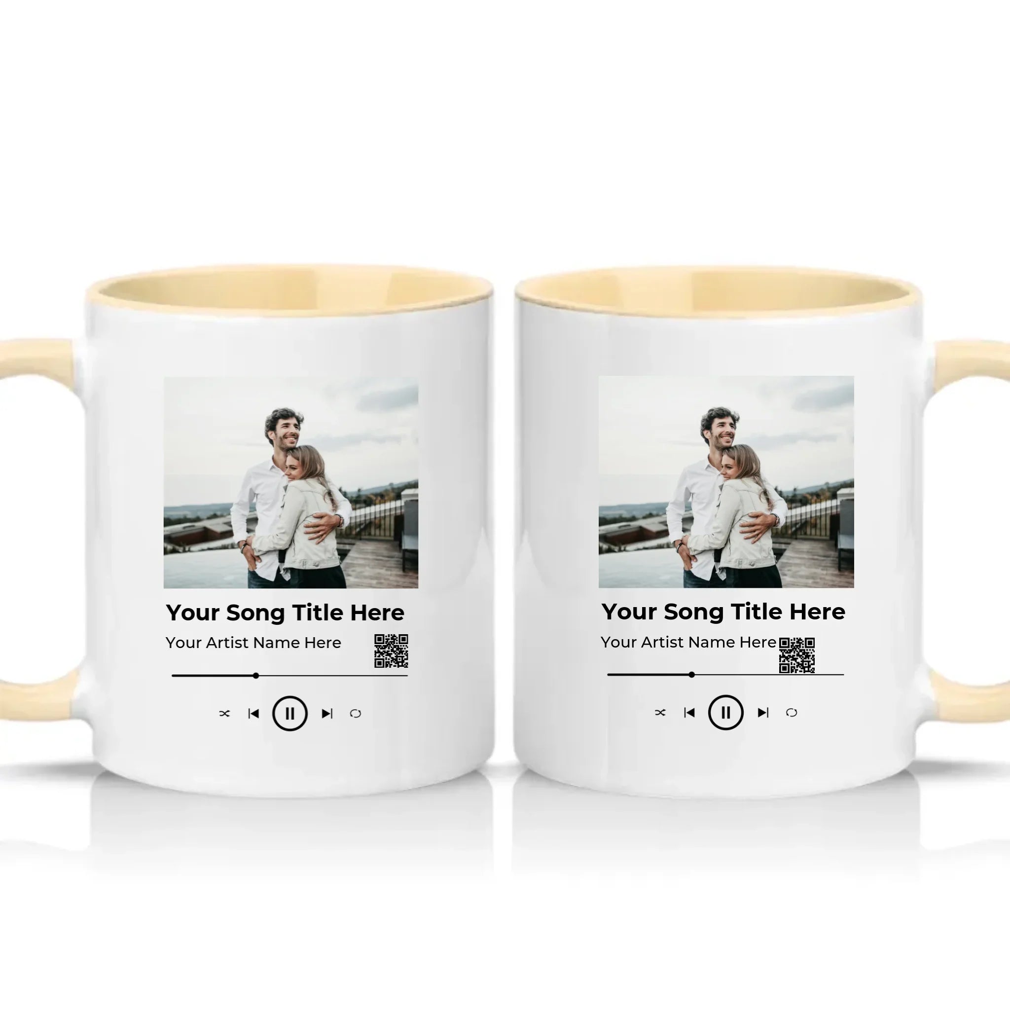 Personalised Music Photo Mug – Custom Song Gift – Cream