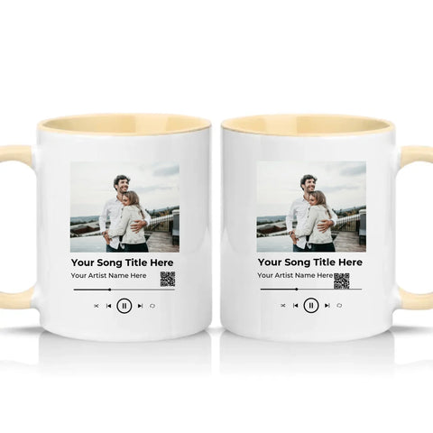 Personalised Music Photo Mug – Custom Song Gift – Cream
