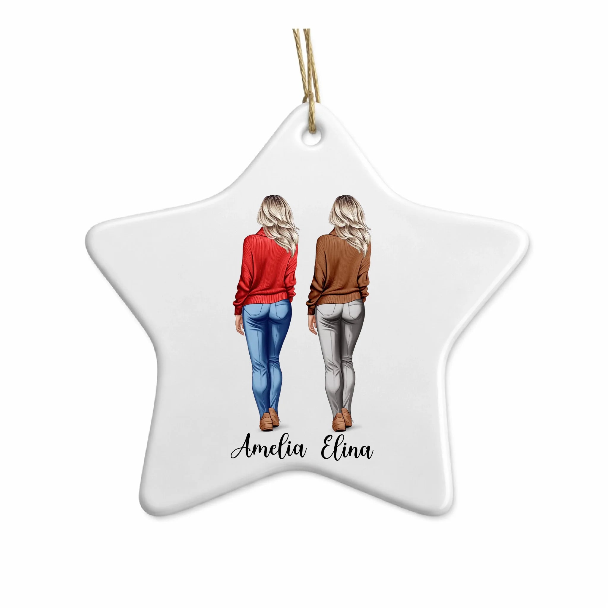 Blank white star ornament with twine