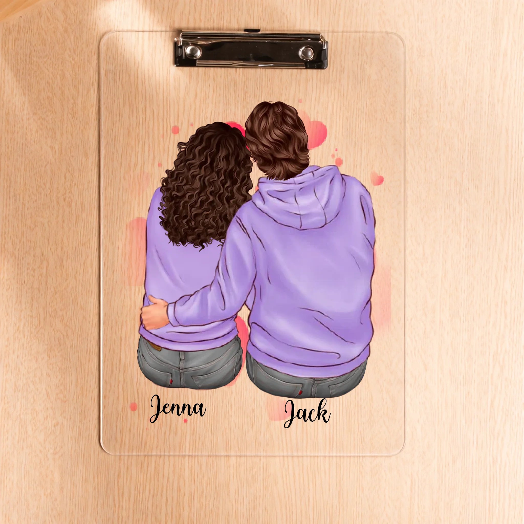 Clear clipboard on wood surface