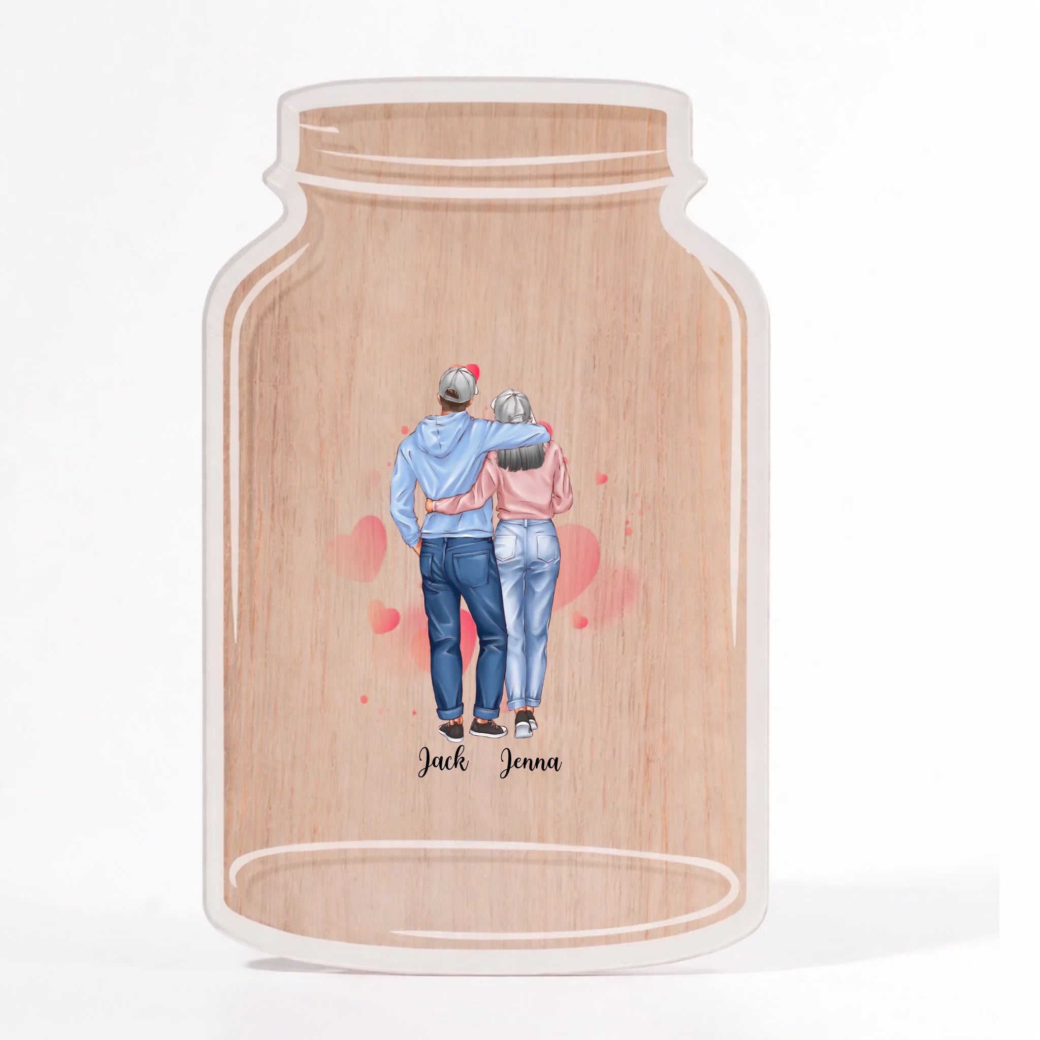 Wooden texture in acrylic jar plaque