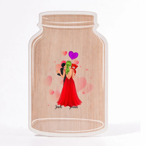 Wooden texture in acrylic jar plaque