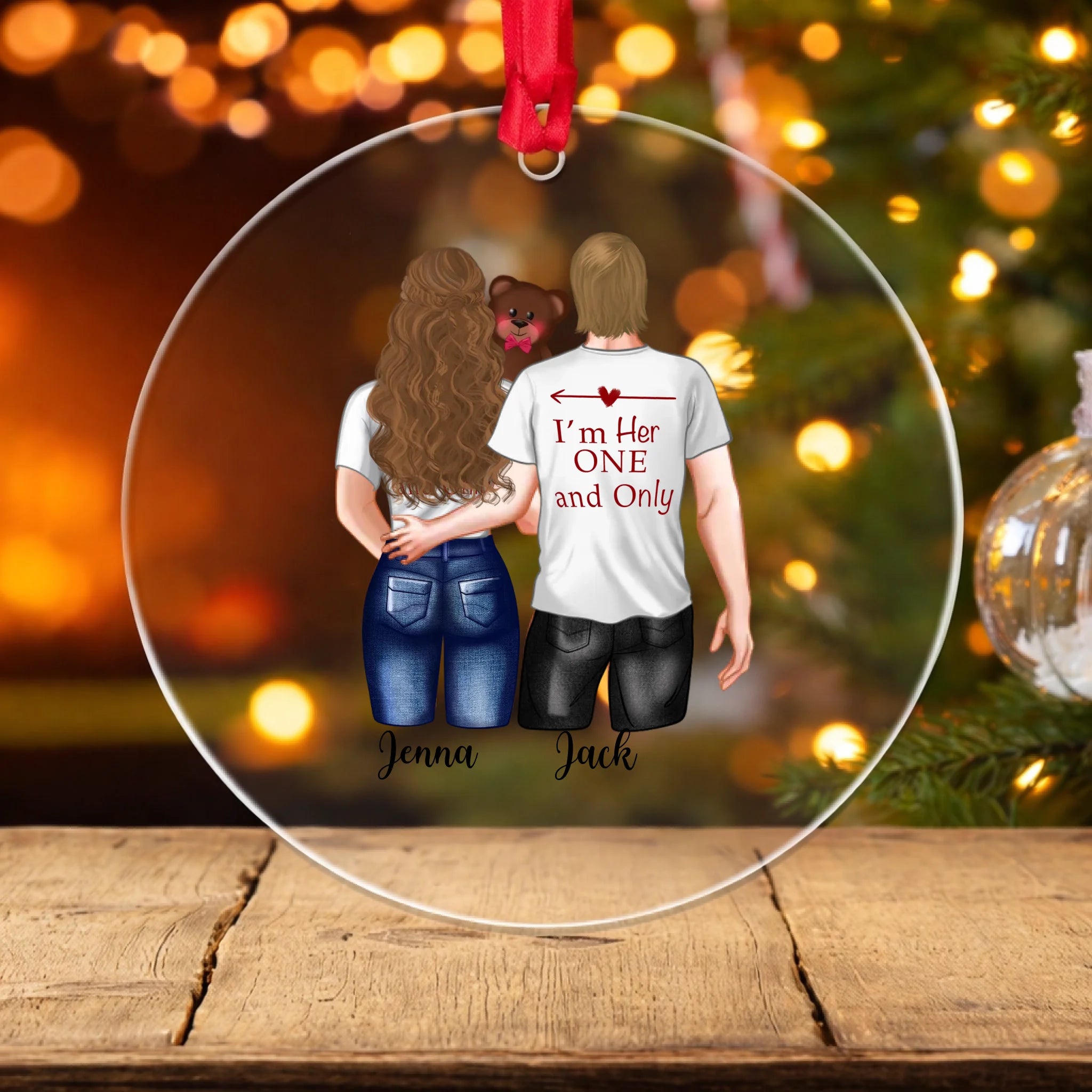 Clear ornament with festive glow