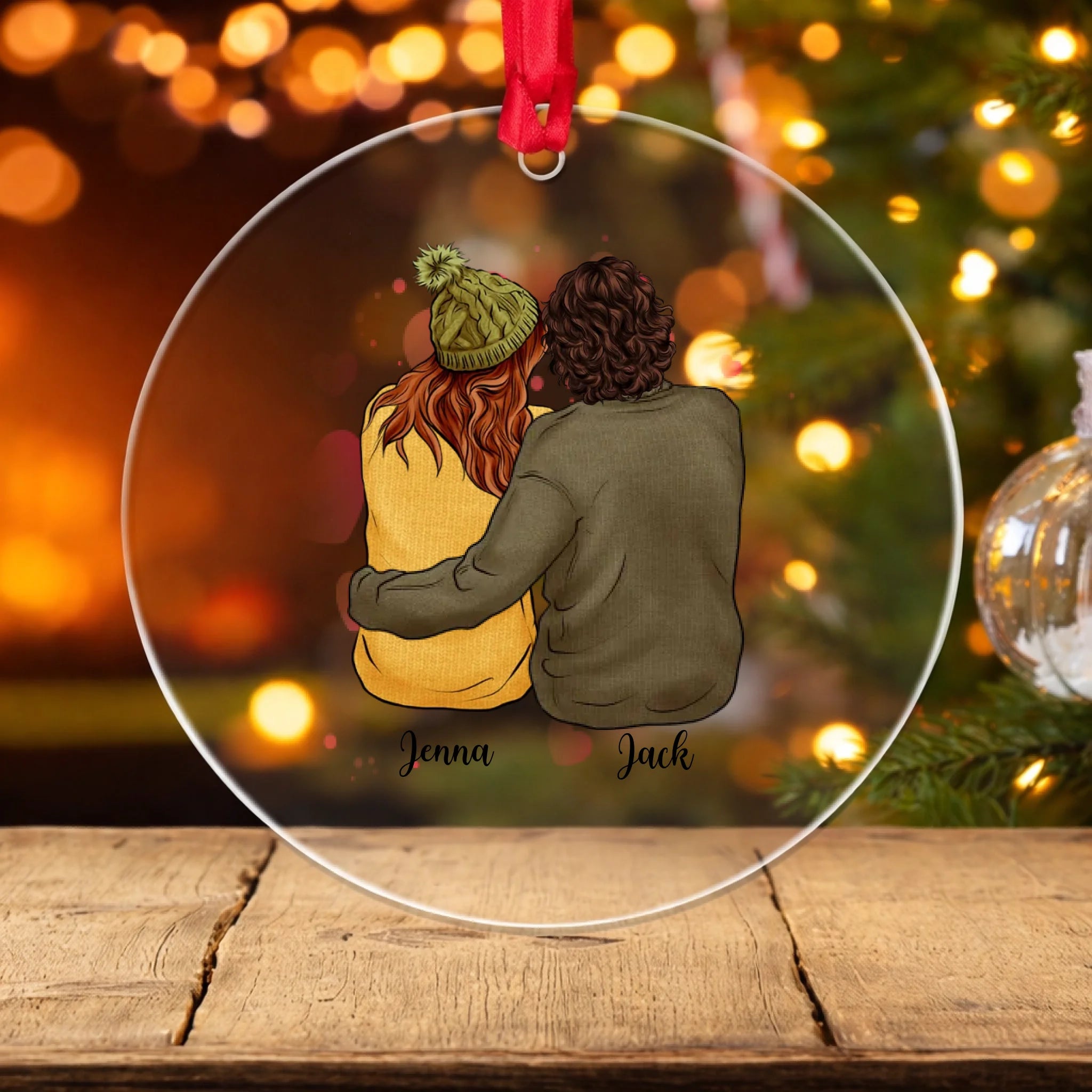 Clear ornament with festive glow