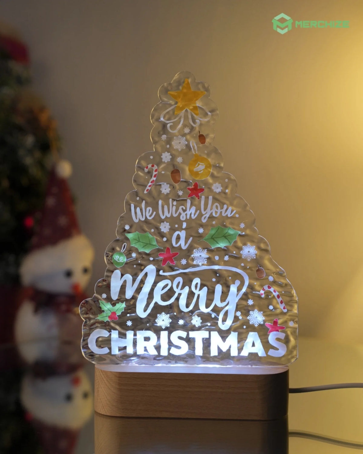 Friendship Day Engraved Custom Shape Wavy Acrylic Photo Night Light Gift – Personalized Friend UK