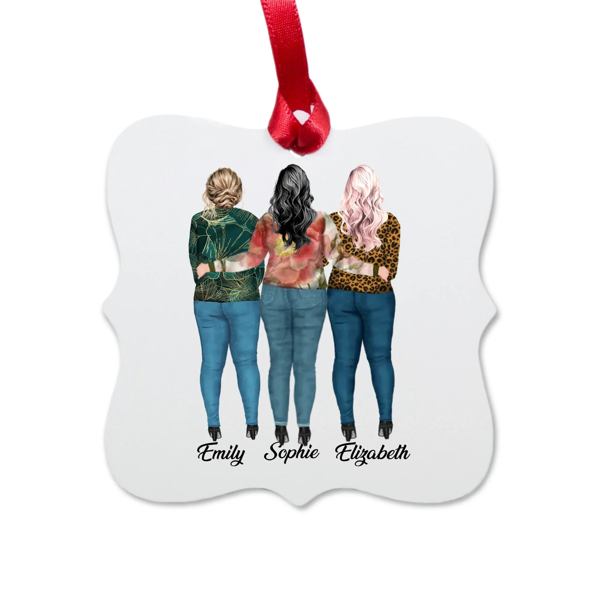 Best Friends Clipart Square Aluminum Ornament – Plus Size Girl Illustrations Pack