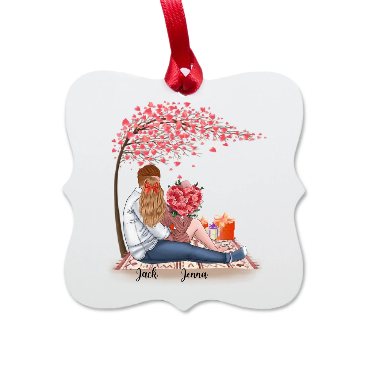 Personalised Square Aluminum Ornament for Couples , friends – Gift UK