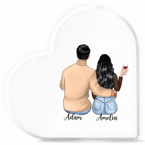 Clear heart-shaped acrylic plaque
