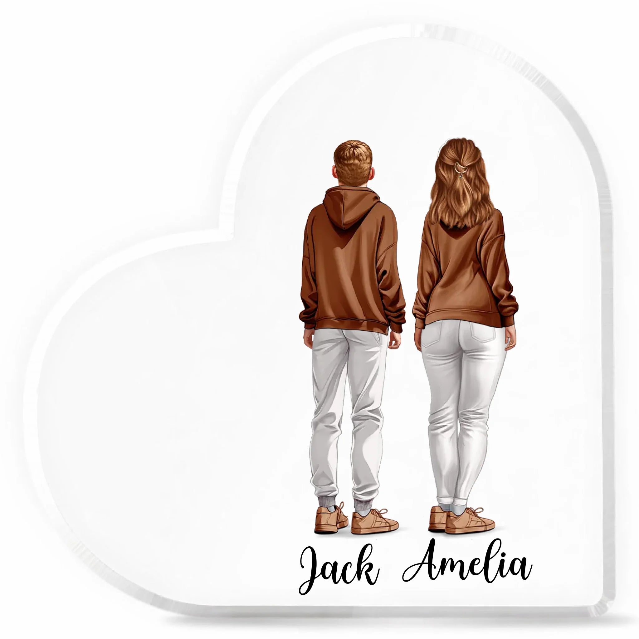 Clear heart-shaped acrylic plaque