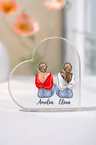 Clear acrylic heart ornament on white