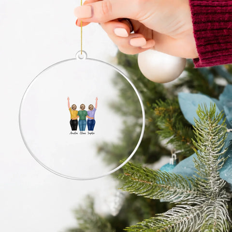 Clear acrylic ornament in hand