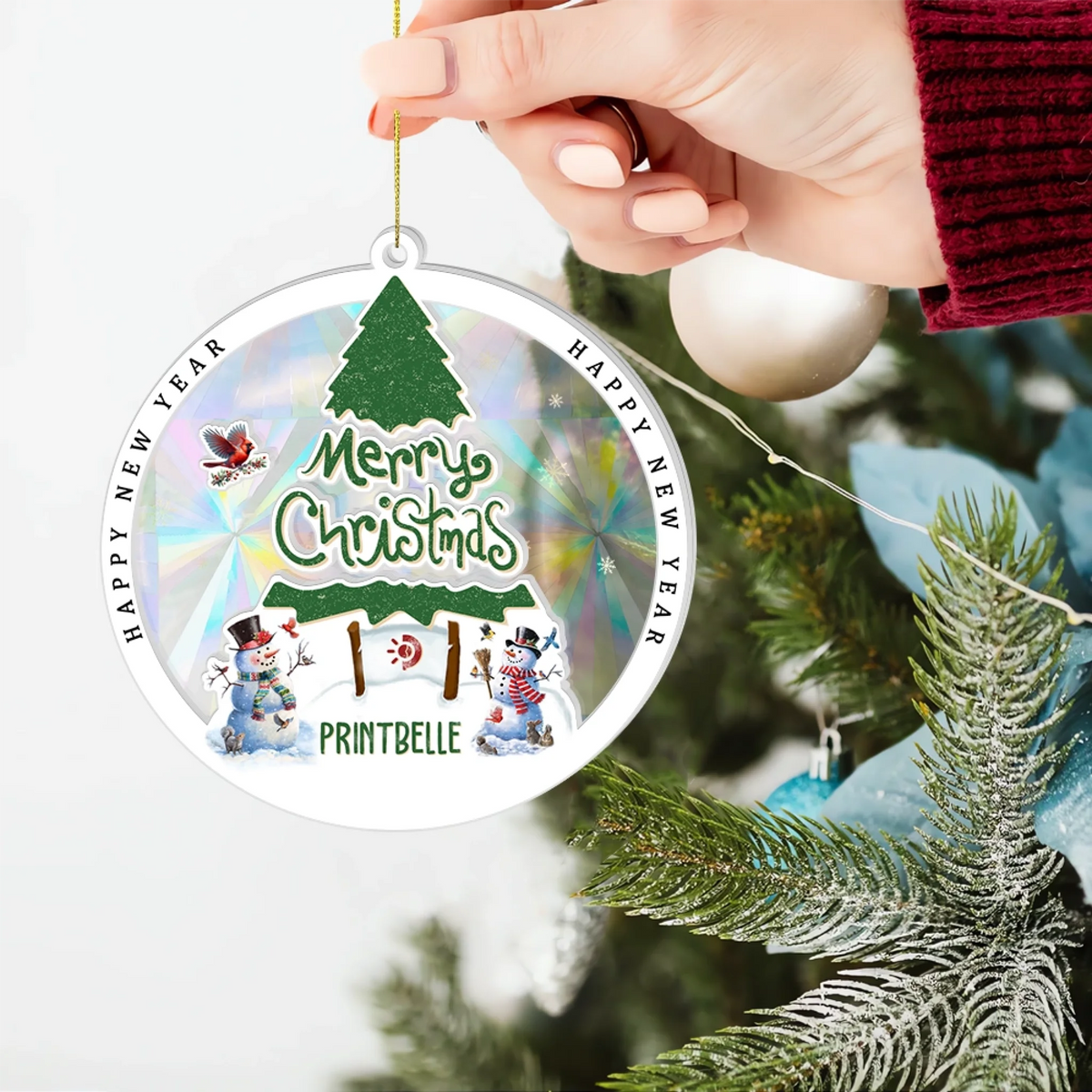 Personalized Christmas Gift Rainbow Suncatcher Acrylic Ornament – Festive Magnet for Friends UK