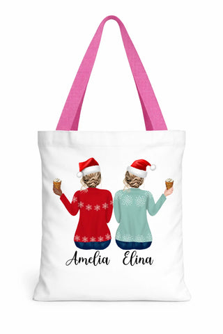 Dye Sub Canvas Tote Soft Pink Handles