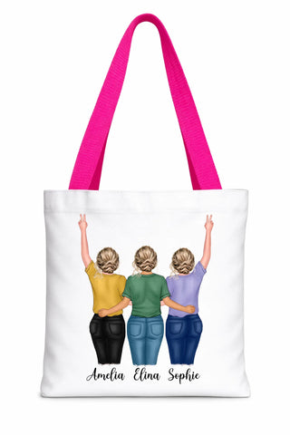 Dye Sub Canvas Tote Dark Pink Handles